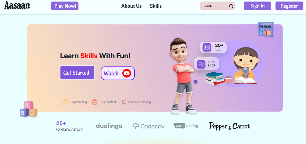 Young Learners Landing page